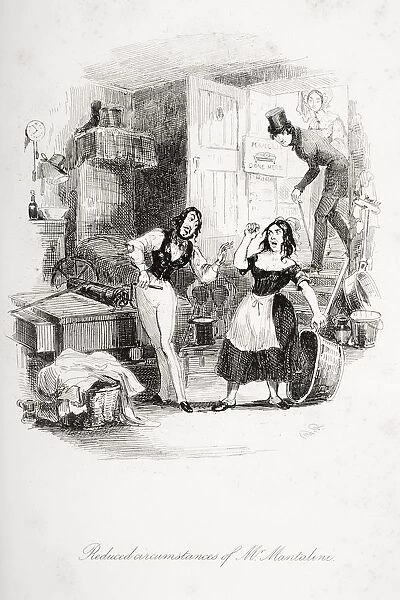 Reduced Circumstances Of Mr. Mantalini. Illustration From The Charles Dickens Novel Nicholas Nickleby By H. K. Browne Known As Phiz