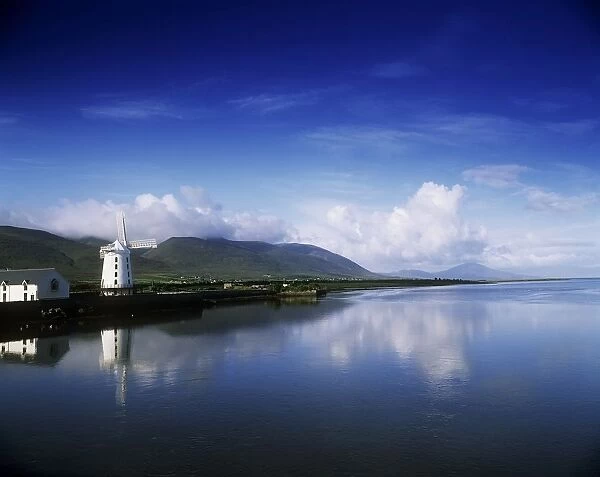 Reflection Of A Traditional Windmill In A River, Blennerville Windmill, Tralee, County Kerry, Republic Of Ireland