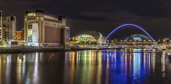 Reflections of Newcastle Gateshead Quaysides in the River Tyne