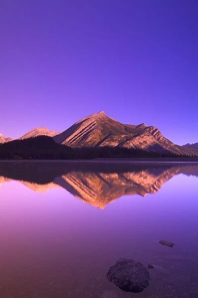 Reflections In Water, Upper Kananaskis Lake, Kananaskis Country, Alberta, Canada