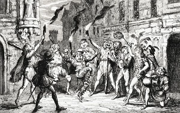 The Revellers Engraving By George Cruikshank Dated 1845 Of A Scene From Sir Walter Scotts Novel The Fair Maid Of Perth