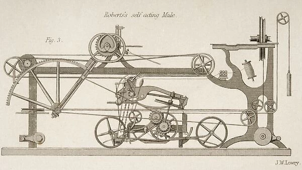 Roberts Self Acting Mule Drawn By J. W. Lowry In 1830S