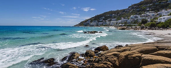 Rocky coast and Atlantic Ocean at Clifton Beach suburb, Cape Town, Western Cape, South Africa