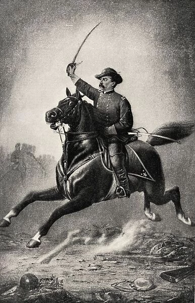 Romanticization Of American Civil War Cavalryman. From The Book The International Library Of Famous Literature. Published In London 1900. Volume Xv