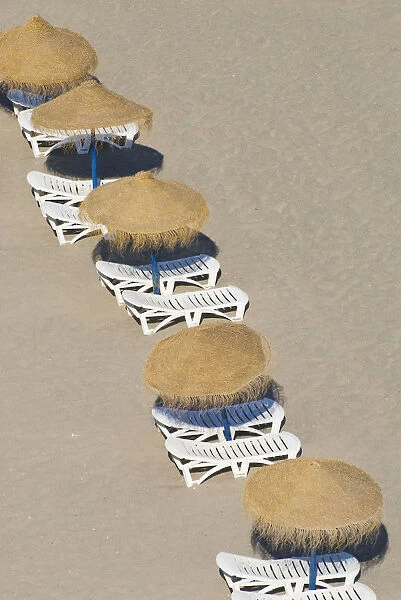 Rows Of Parasols On The Beach Of Torremolinos, Andalucia, Spain