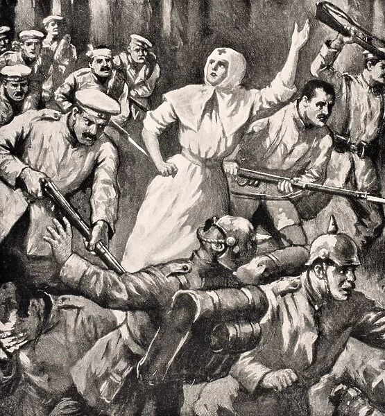 Russian Nurse Mira Miksailovitch Ivanoff Leading Men Against Germans 1915 From The War Illustrated Album Deluxe Published London 1916