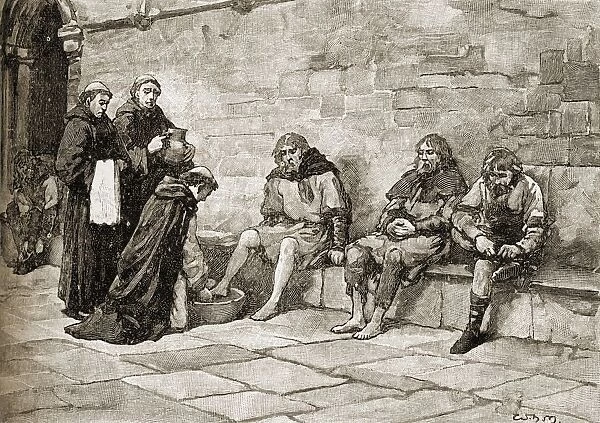 Saint Thomas Becket, C. 1118-1170. English Martyr And Archbishop Of Canterbury. Becket Washing The Feet Of Beggars