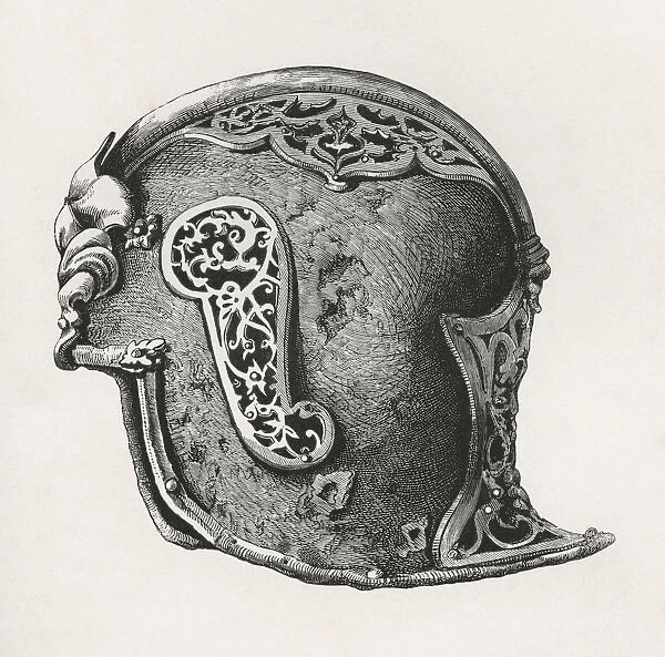 A Sallet, Aka Salade Or Schaller War Helmet, A. D. 1450. From The British Army: Its Origins, Progress And Equipment, Published 1868