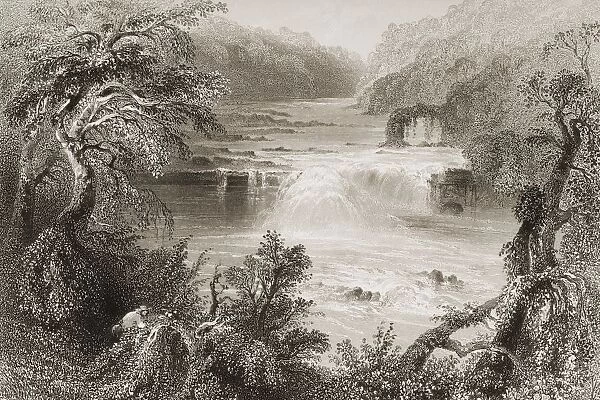 Salmon Leap At Leixlip, County Kildare, Ireland. Drawn By W. H. Bartlett, Engraved By G. K. Richardson. From 'The Scenery And Antiquities Of Ireland'By N. P. Willis And J. Stirling Coyne. Illustrated From Drawings By W. H. Bartlett. Published London C. 1841