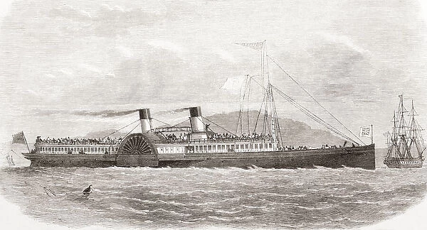 The Saloon Steam Packet Companys vessel, Alexandra, used for passenger traffic on the River Thames, London, England, 1865. From The Illustrated London News, published 1865
