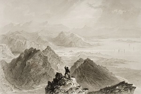 Scene From Sugarloaf Mountain, Bantry Bay, Ireland. Drawn By W. H. Bartlett, Engraved By J. B. Allen. From 'The Scenery And Antiquities Of Ireland'By N. P. Willis And J. Stirling Coyne. Illustrated From Drawings By W. H. Bartlett. Published London C. 1841
