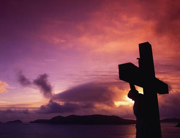 Sculpture Of Crucifixion, Overlooking Blasket Islands, Dingle Peninsula, Co Kerry, Ireland