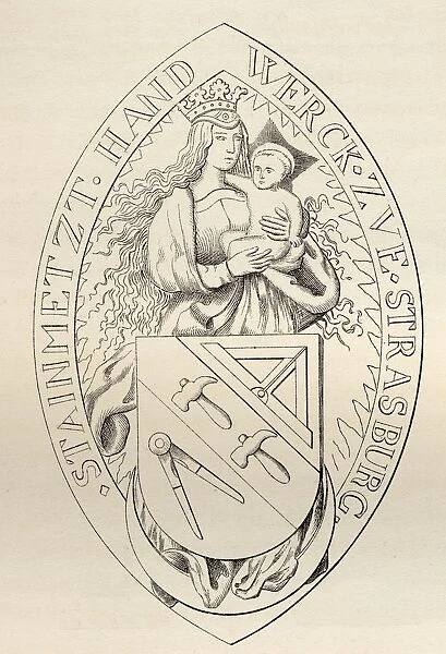Seal Of The Masons Of Strasburg Ad 1524 From The Book The History Of Freemasonry Volume Ii Published By Thomas C. Jack London 1883