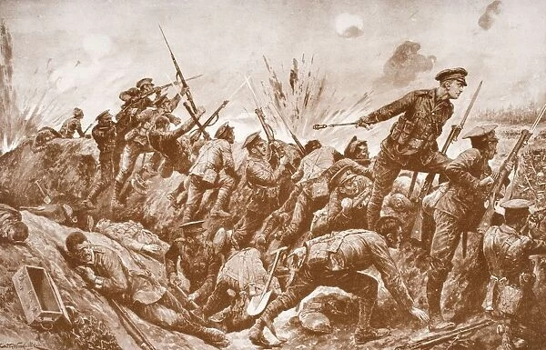 Second-Lieutenant G. H. Woolley Winning Victoria Cross In The Defense Of Hill 60 With His Men. First Man From Territorial Army To Win Vc