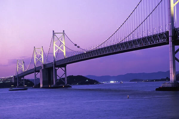 Seto Ohashi Bridge At Dusk