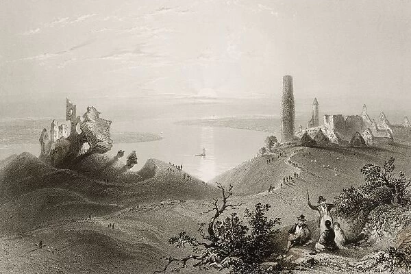 Seven Churches Of Clonmacnoise, Ireland. Drawn By W. H. Bartlett, Engraved By R. Brandard. From 'The Scenery And Antiquities Of Ireland'By N. P. Willis And J. Stirling Coyne. Illustrated From Drawings By W. H. Bartlett. Published London C. 1841