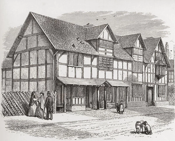 Shakespeares birthplace, as restored in the 19th century, Henley Street, Stratford-upon-Avon, Warwickshire, England. From English Pictures, published 1890