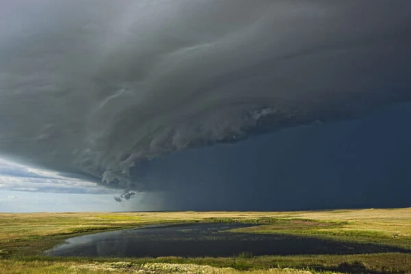 Shelf Cloud Heralds An Approaching Thunderstorm Over Grasslands National Park; Saskatchewan, Canada