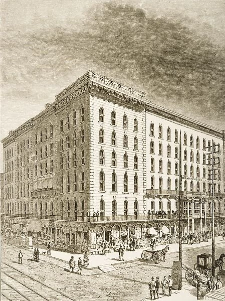 The Sherman Hotel, Chicago, Illinois In 1870S. From American Pictures Drawn With Pen And Pencil By Rev Samuel Manning Circa 1880