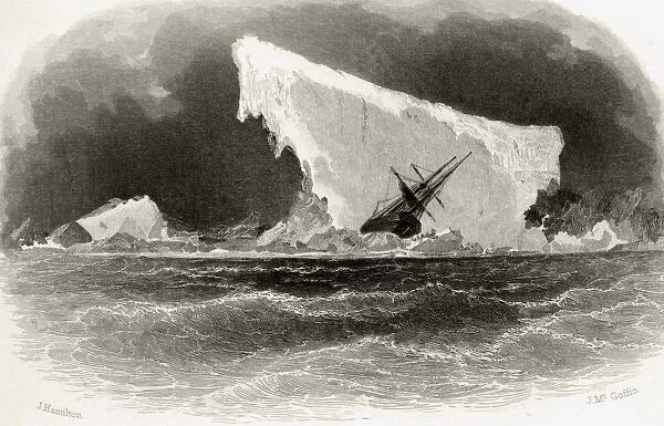 Ship Wrecked On Iceberg. Title Illustration From Arctic Explorations In The Years 1853, 54, 55 By American Explorer Doctor Elisha Kent Kane 1820 To 1857 Volume 1 Published In Philadelphia By Childs And Peterson 1856 Engraved By J. Mcgoffin After A Work By J. Hamilton From A Sketch By Doctor Kane