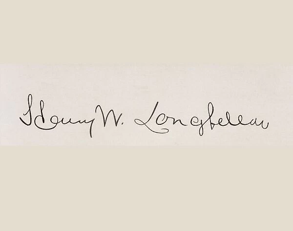 Signature Of Henry Wadsworth Longfellow 1807 To 1882 American Poet