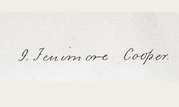 Signature Of James Fenimore Cooper 1789 To 1851. American Novelist Of Frontier Tales