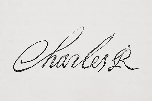 Signature Of King Charles I Of England 1600-1649 From Old Englands Worthies By Lord Brougham And Others Published London Circa 1880 s