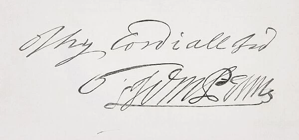 Signature Of William Penn 1644 To 1718 English Quaker Leader