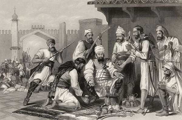 Sikh Troops Dividing The Spoil Taken From Mutineers From The History Of The Indian Mutiny Published 1858