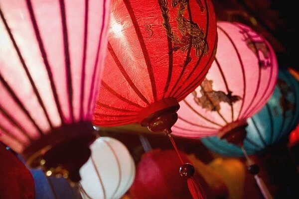 Silk Lanterns Illuminated At Night In Hoi An