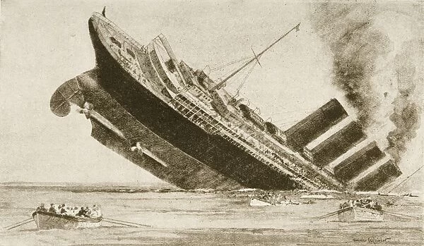 Sinking Of The Lusitania May 7 1915 Drawn By Norman Wilkinson
