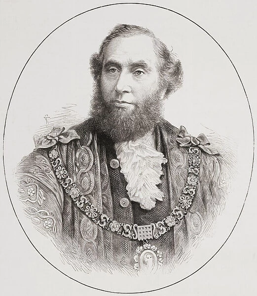 Sir John Whittaker Ellis, 1st Baronet JP, 1829-1912. Lord Mayor of London, 1881-82. From The London Illustrated News, published 1881
