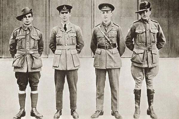 Sir Ross Macpherson Smith, (Third From The Left) And His Brother Sir Keith Macpherson Smith, (Second From The Left) With Their Crew Members. Australian Aviators Who Became The First Pilots To Fly From England To Australia, In 1919. From The Story Of 25 Eventful Years In Pictures, Published 1935