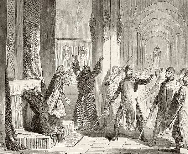 Sir William Wallace Protecting Monks From His Own Soldiers At Hexham Priory England From The National And Domestic History Of England By William Aubrey Published London Circa 1890