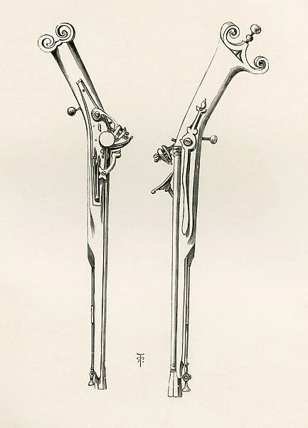 Snaphance Highland Pistol, With Very Straight Iron Stock, C. 1630. From The British Army: Its Origins, Progress And Equipment, Published 1868