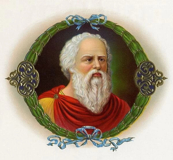 Socrates 470 To 399 Bc Ancient Greek Philosopher Chromolithograph From Early American Twentieth Century Cigar Box