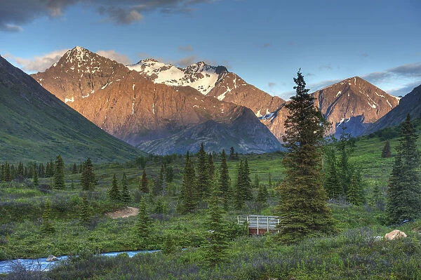 South Fork Near Eagle River At Sunset On A Summer Day In South Central Alaska