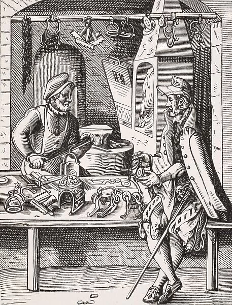 Spur Maker. 19Th Century Reproduction Of 16Th Century Woodcut By Jost Amman