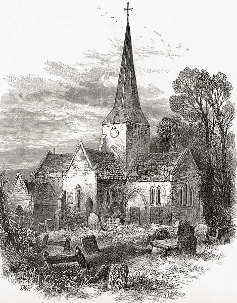 St Giles Church, Horsted Keynes, Sussex, England, seen here in the 19th century. From English Pictures, published 1890