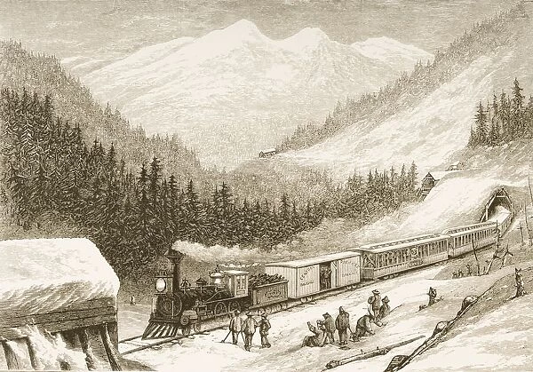 Steam Train Carrying Us Mail Across Sierra Nevada In 1870S. From American Pictures Drawn With Pen And Pencil By Rev Samuel Manning Circa 1880