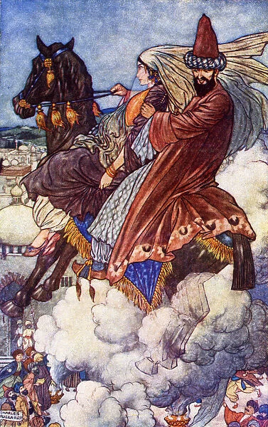 The Story Of The Enchanted Horse. Illustration By Charles Folkard From The Book The Arabian Nights Published 1917