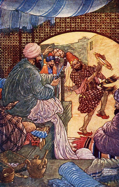 The Story Of The Little Hunchback. Illustration By Charles Folkard From The Book The Arabian Nights Published 1917