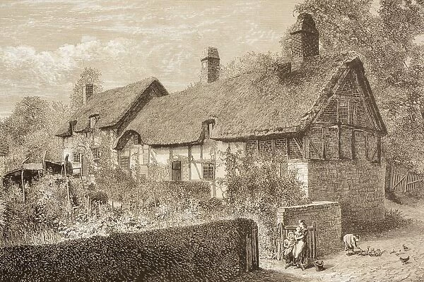 Stratford-Upon-Avon, England. Anne Hathaways Cottage, Shakespeares Wifes Family Home. From The Illustrated Library Shakspeare, Published London 1890