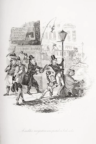 A Sudden Recognition Unexpected On Both Sides. Illustration From The Charles Dickens Novel Nicholas Nickleby By H. K. Browne Known As Phiz