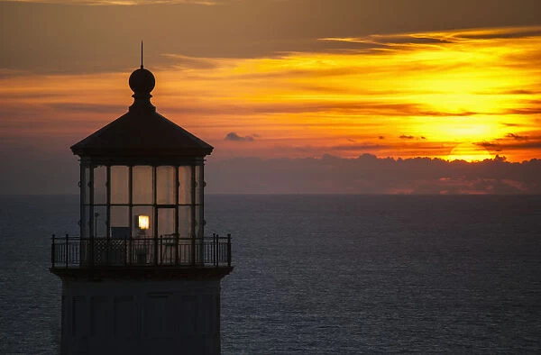 A Sunset At North Head Lighthouse; Ilwaco, Washington, United States Of America