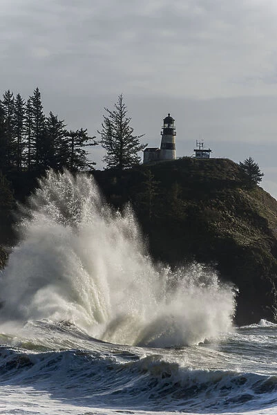 Surf Breaks At Cape Disappointment Lighthouse; Ilwaco, Washington, United States Of America