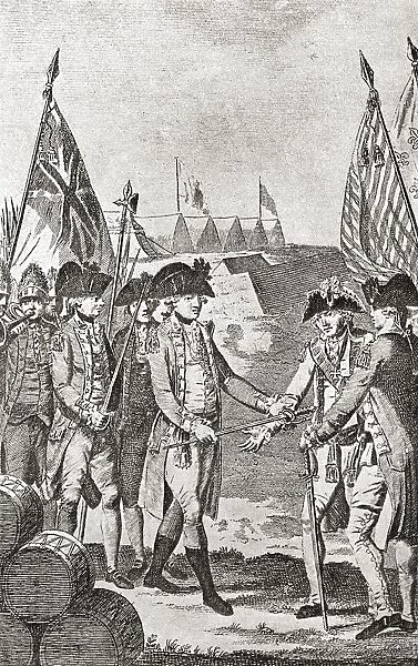 The Surrender Of Lord Charles Cornwallis At The Siege Of Yorktown In 1781. From The Book Short History Of The English People By J. R. Green, Published London 1893