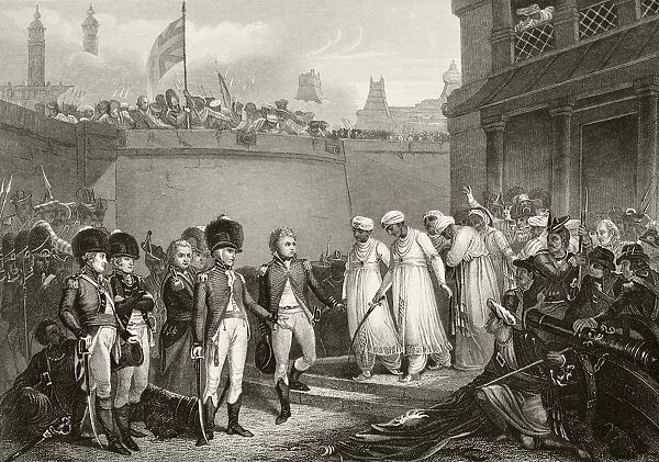 Surrender Of The Two Sons Of Tippoo Sultaun During Siege Of Seringapatam In The Third Anglo-Mysore War. From The National And Domestic History Of England By William Aubrey Published London Circa 1890