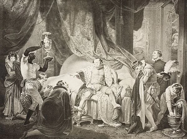 The Taming Of The Shrew. Induction Scene Ii. A Bedchamber In The LordA┼¢S House. Sly, Lord And Attendants, Some With Apparel Others With Basin And Ewer And Other Appurtenances. From The Boydell Shakespeare Gallery Published Late 19Th Century. After A Painting By Robert Smirke