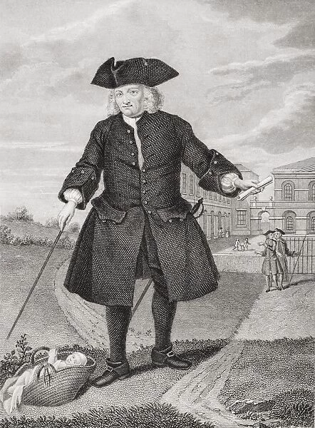 Thomas Coram, 1668?-1751. English Philanthropist And Colonizer. Founder Of The Foundling Hospital London In 1739. Engraved By J. W. Cook After Painting By B. Nebot